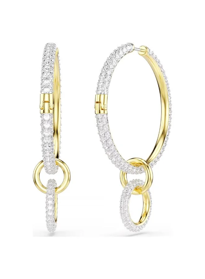 Swarovski  Dextera White Crystal Gold Tone Plated Hoop Earrings for Women | Best Price UAE